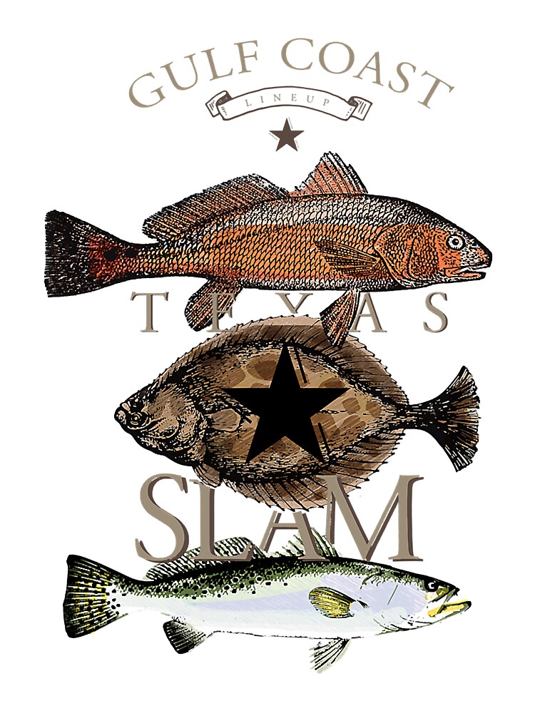 Texas Slam Fishing Red Drum Flounder Trout T-Shirt Kids T-Shirt for Sale  by ConradIbernia