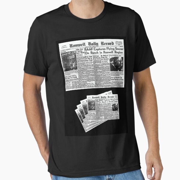 Item preview, "Roswell UFO July 8th, 1947"- Newspaper (black) designed and sold by TeaMugPhrases.
