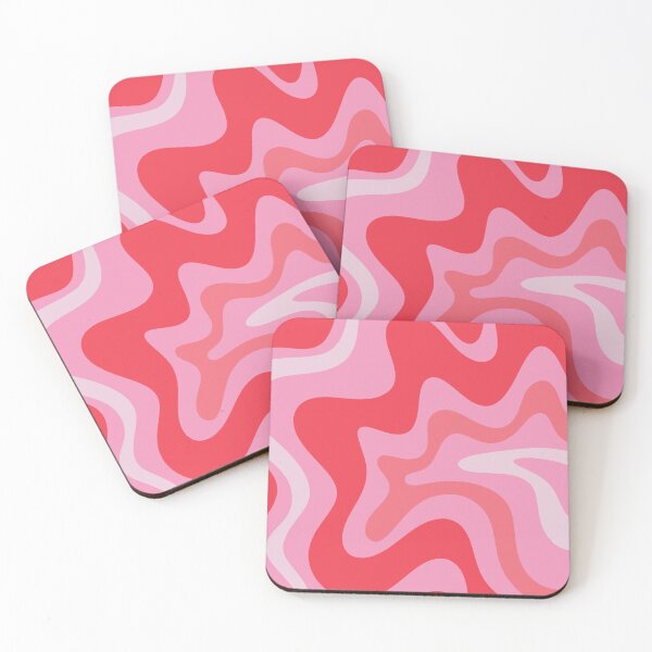 Item preview, Retro Liquid Swirl Abstract Pattern Square in Bright Cherry Red and Pink designed and sold by kierkegaard.