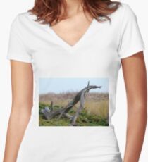 Coastal Driftwood Women's Fitted V-Neck T-Shirt