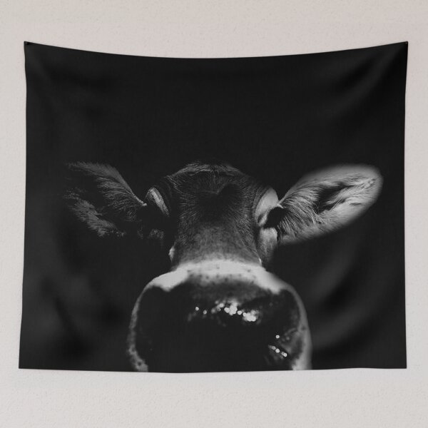 Item preview, Dramatic Cow Art Black and White Animal Portraits designed and sold by Bob-Moon-Art.