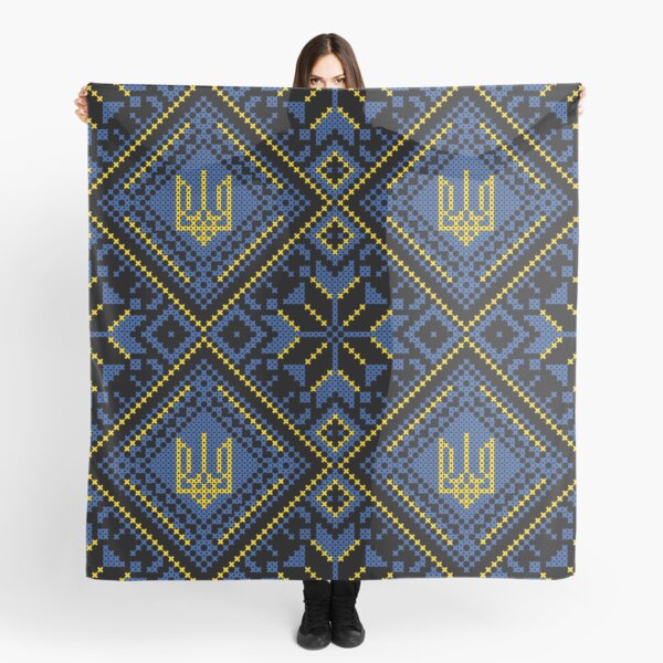 Ukrainian colors tricot style art for home decoration. Scarf