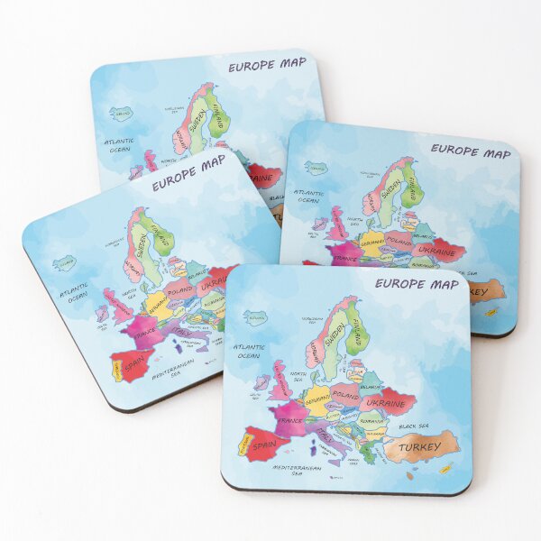 Item preview, Europe Map watercolor artwork designed and sold by LIRAZ ZIV.