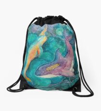 Faces of the Storm: Thunder and Lightning Drawstring Bag