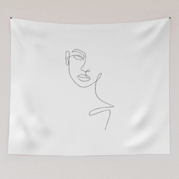 Item preview, Beauty Portrait Line Sketched Minimalist Woman Female Minimal Girl Face   designed and sold by poolbar.