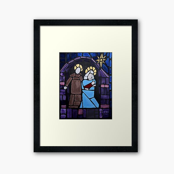 Nativity Stained Glass Framed Art Print