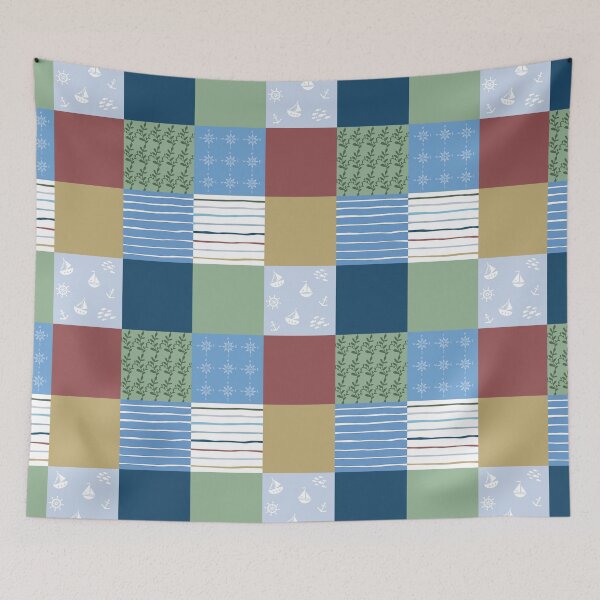 Item preview, Nautical Themed Patchwork Pattern designed and sold by LouiseFranksArt.