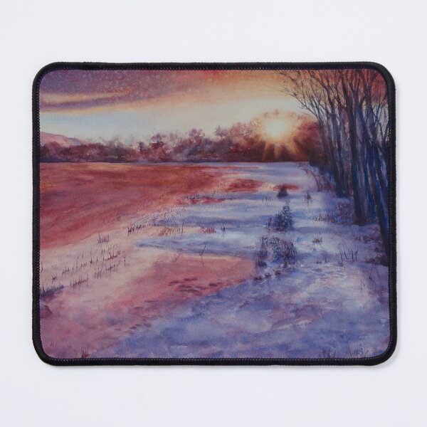 Item preview, January Sunset with purple clouds. Watercolour landscape -  designed and sold by Einar Aasen.