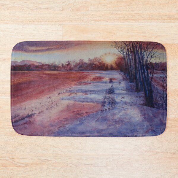 Item preview, January Sunset with purple clouds. Watercolour landscape -  designed and sold by Einar Aasen.