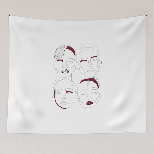 Item preview, Feminine Bordo Line Contour Deep Red Fashion Drawn Girl Portrait designed and sold by poolbar.