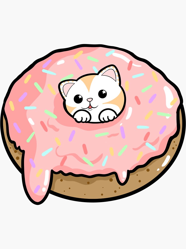 Donut Cat Sticker Sticker By Skitgraphic Redbubble