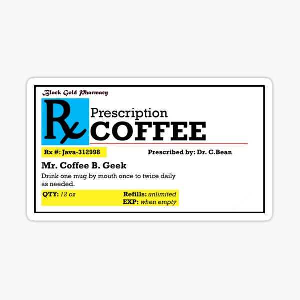 Rx Prescription Coffe Pegatina