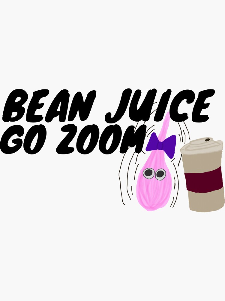 "Bean juice go zoom pink hair fluff coffee" Sticker by system51 Redbubble
