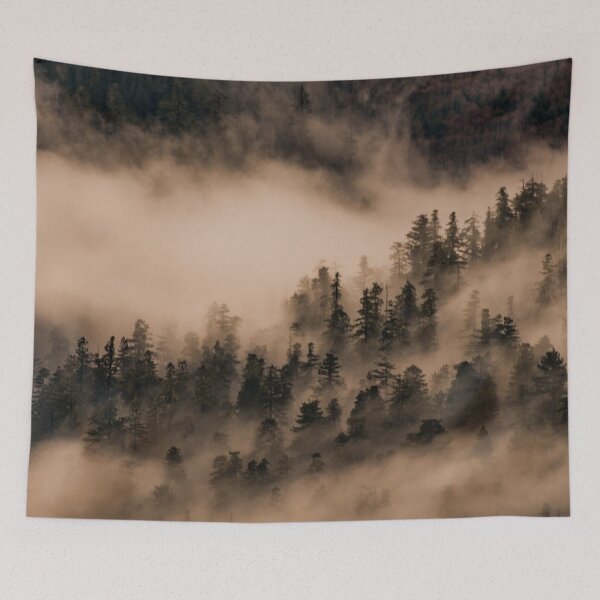 Item preview, Mountain Fog Travel Trees Wall Hanging Tapestry - GO TO THE WOODS – LOVE 2 foggy tree pillow case t-shirt  designed and sold by travel101.