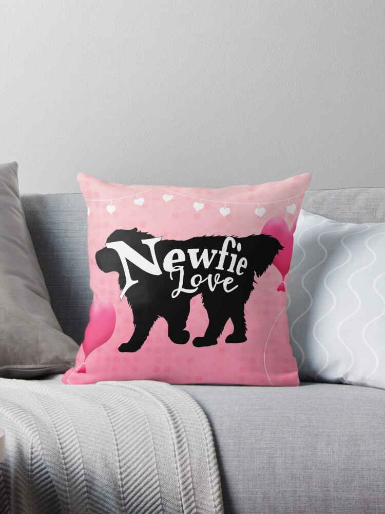 Thumbnail 1 of 3, Throw Pillow, Newfie Love designed and sold by Christine Mullis.