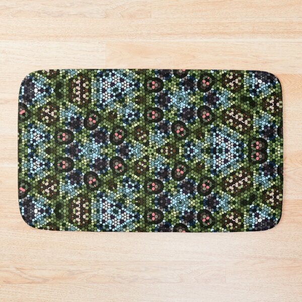 Item preview, Abstract art, mosaic kaleidoscope style, green blue black pink designed and sold by Designbyfia.