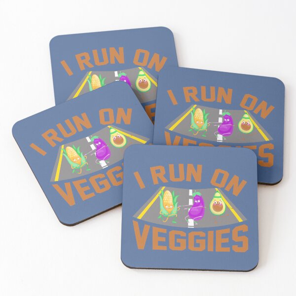 Item preview, I Run On Veggies Cute Cartoon Vegan Vegetarian Plant Based designed and sold by raretshirtsuk.