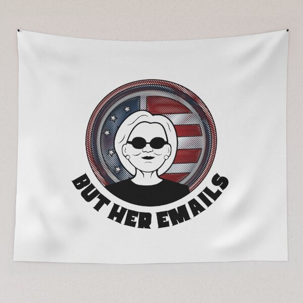 Item preview, But her emails - american flag and sunglasses icon | funny political 2022 - political punk - Hillary Clinton Donald Trump - political politics designed and sold by Vane22april.