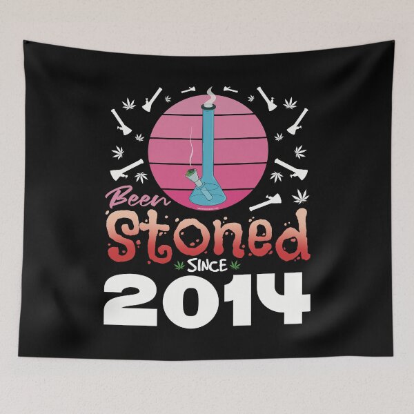 Item preview, Been stoned since 2014 (Pink retro vintage sunset with bong) designed and sold by YomeHayin.