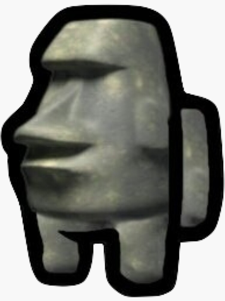 EMOJI STICKER, grey Moai statue art, png