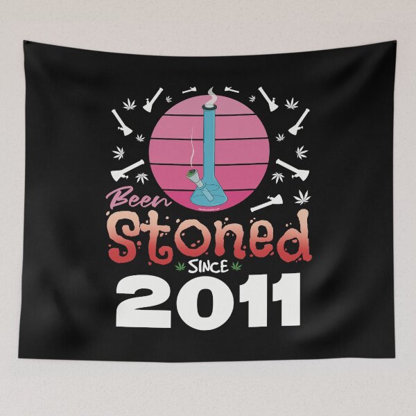 Item preview, Been stoned since 2011 (Pink retro vintage sunset with bong) designed and sold by YomeHayin.