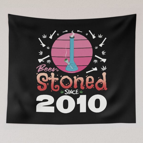 Item preview, Been stoned since 2010 (Pink retro vintage sunset with bong) designed and sold by YomeHayin.