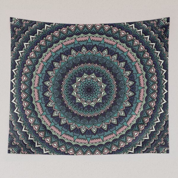Item preview, Blue Pink and Turquoise Trippy Funky Mandala Pattern designed and sold by Creations-By-Em.