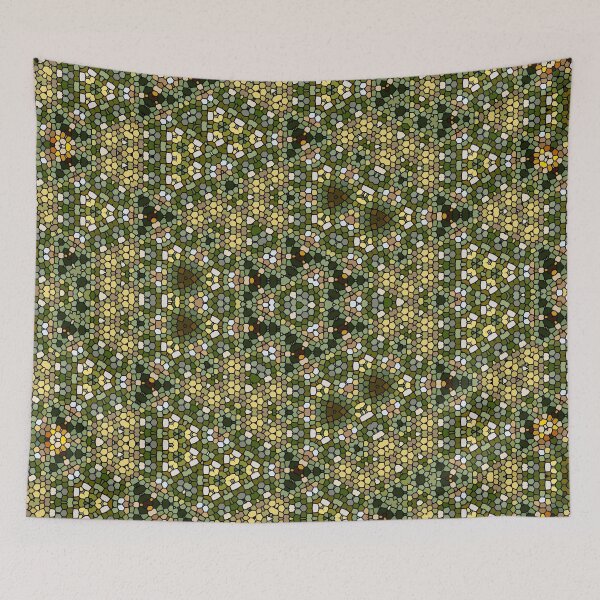 Item preview, Abstract art, mosaic kaleidoscope style, spring colors, green yellow brown light blue designed and sold by Designbyfia.