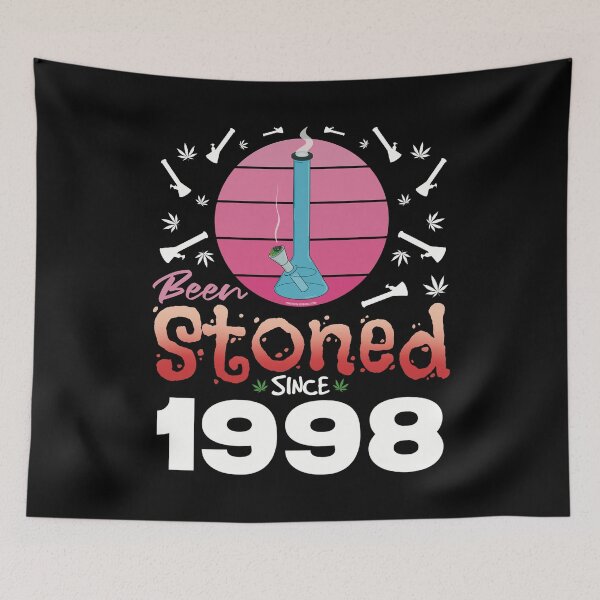Item preview, Been stoned since 1998 (Pink retro vintage sunset with bong) designed and sold by YomeHayin.