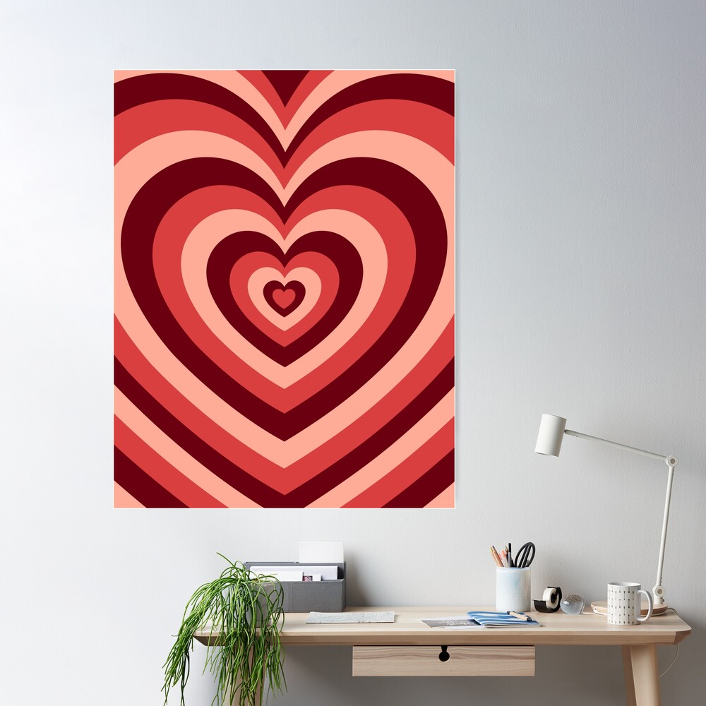 Heart pattern in red, trendy self love aesthetic, red pattern, red hearts,  soft girl aesthetic, cute pattern Poster by creativesoasis