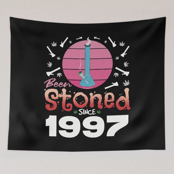 Item preview, Been stoned since 1997 (Pink retro vintage sunset with bong) designed and sold by YomeHayin.