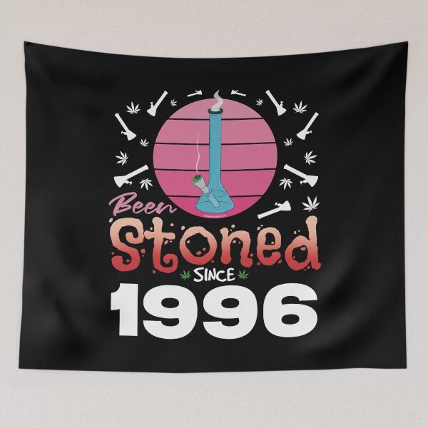 Item preview, Been stoned since 1996 (Pink retro vintage sunset with bong) designed and sold by YomeHayin.