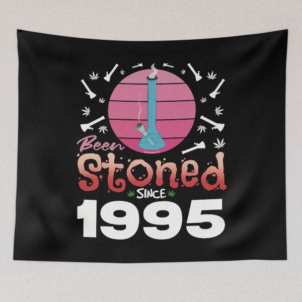 Item preview, Been stoned since 1995 (Pink retro vintage sunset with bong) designed and sold by YomeHayin.