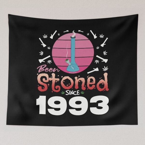 Item preview, Been stoned since 1993 (Pink retro vintage sunset with bong) designed and sold by YomeHayin.