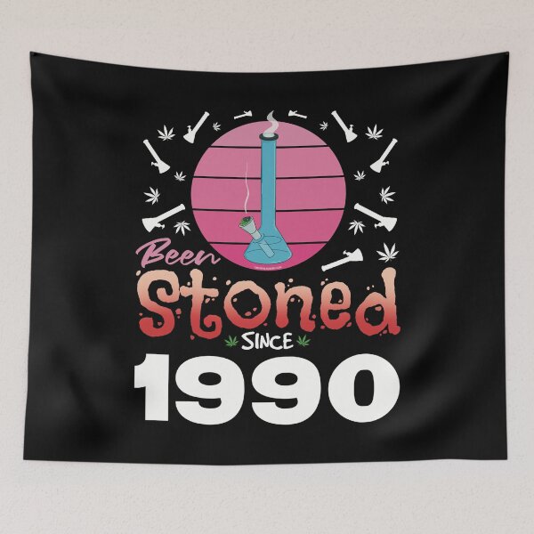 Item preview, Been stoned since 1990 (Pink retro vintage sunset with bong) designed and sold by YomeHayin.