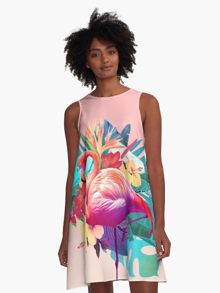 Tropical 2025 flamingo dress