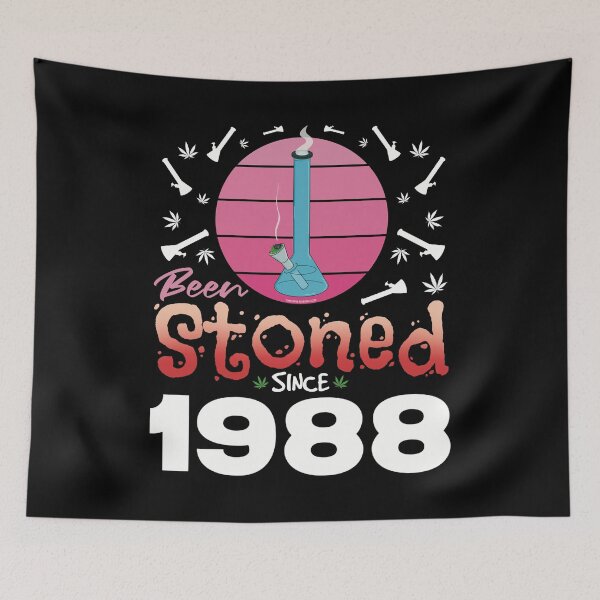 Item preview, Been stoned since 1988 (Pink retro vintage sunset with bong) designed and sold by YomeHayin.