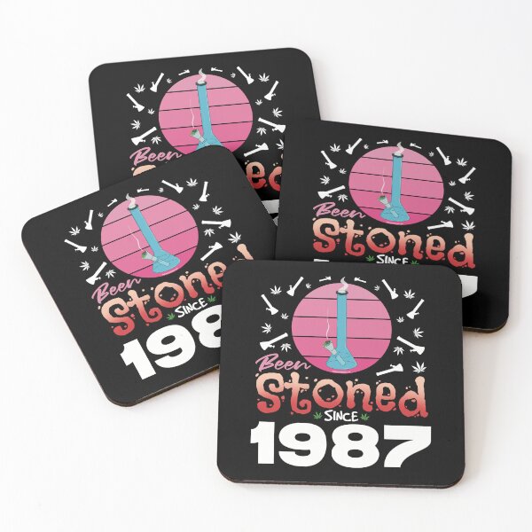Item preview, Been stoned since 1987 (Pink retro vintage sunset with bong) designed and sold by YomeHayin.