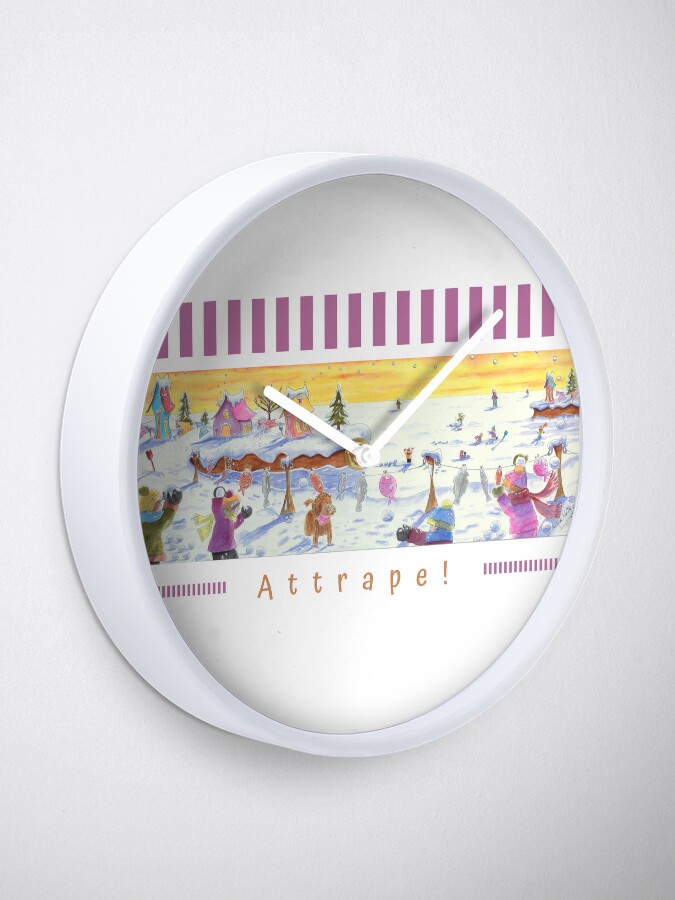 Aperçu 1 sur 4. Horloge avec l'œuvre Linda Molloy - "Attrape!" (1ère version) créée et vendue par LindaMolloy.