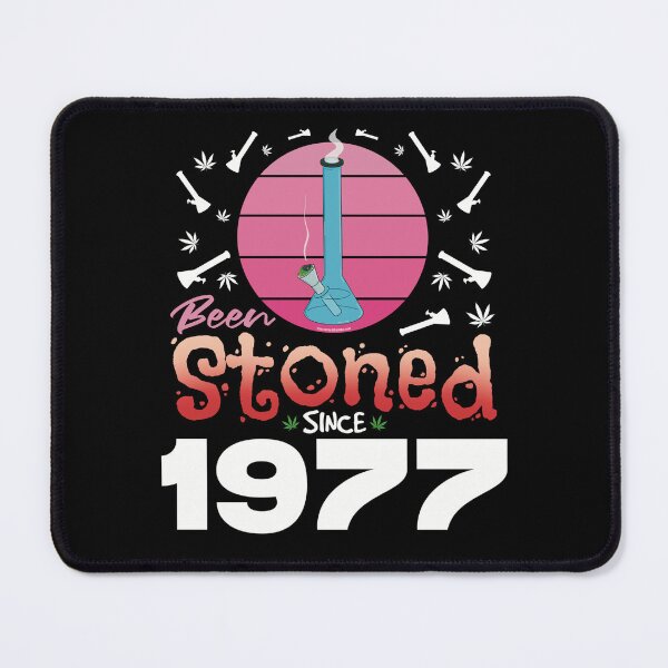 Item preview, Been stoned since 1977 (Pink retro vintage sunset with bong) designed and sold by YomeHayin.