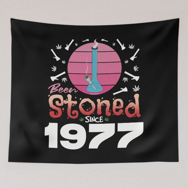 Item preview, Been stoned since 1977 (Pink retro vintage sunset with bong) designed and sold by YomeHayin.