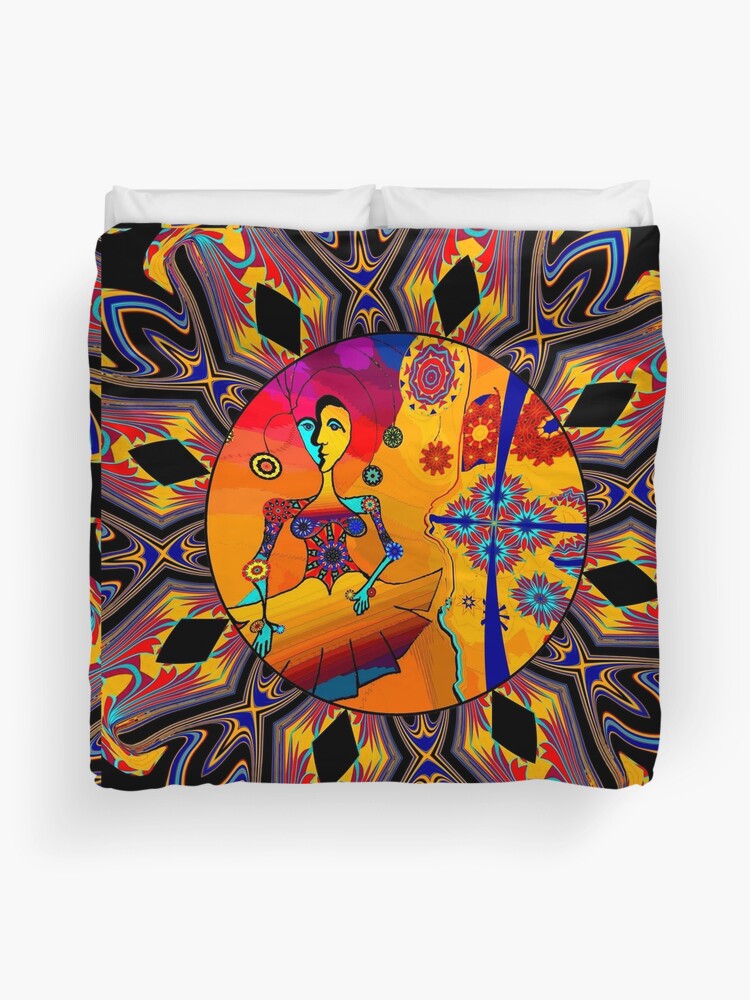 Thumbnail 1 of 2, Duvet Cover, Girl With Kaleidoscope Eyes designed and sold by GraceArt.
