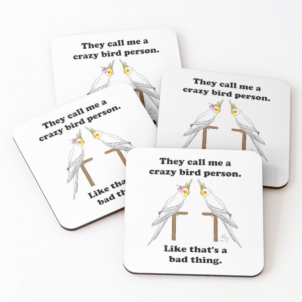 Item preview, Crazy Bird Person with Lutino Cockatiels designed and sold by Laughing Parrot Studio.