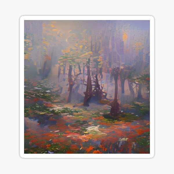 Painted Watercolor Foggy Forest Sticker