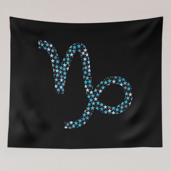 Item preview, Capricorn Astrological Sign with Blue Stars in Black designed and sold by geraldineMS.