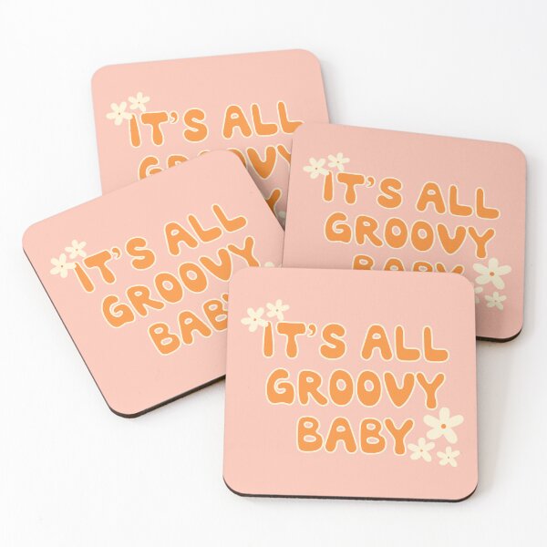 Item preview, It's All Groovy Baby Retro Flower Quote Pink & Orange designed and sold by bykirstco.