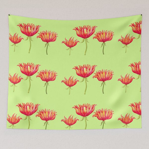 Item preview, Red Flowers on Lightgreen Ground designed and sold by CarolineLembke.