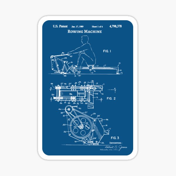 Vista previa del artículo con la obra «Patente de máquina de remo, amante de la máquina ERG», diseñado y vendido por anodyle.