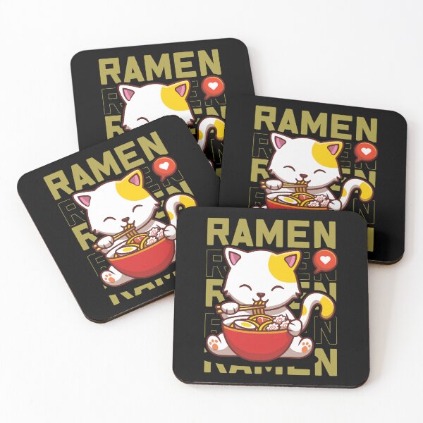 Item preview, Cat Eating Ramen Cute Noodles, Kawaii Kittie Eating Japanese Noodle  designed and sold by Cheeky Companions.