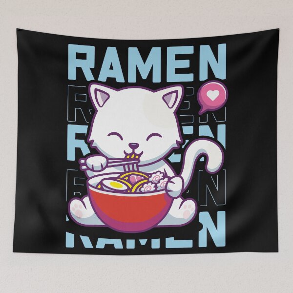 Item preview, Cat Eating Ramen Cute Noodles, Kawaii Kittie Eating Japanese Noodle  designed and sold by Cheeky Companions.